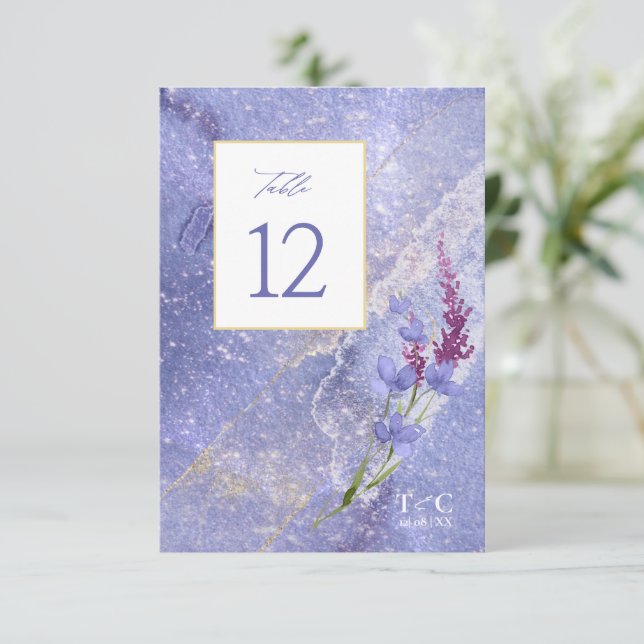 Wildblume Wedding Texture Table No. Peri ID95 Einladung (Stehend Vorderseite)