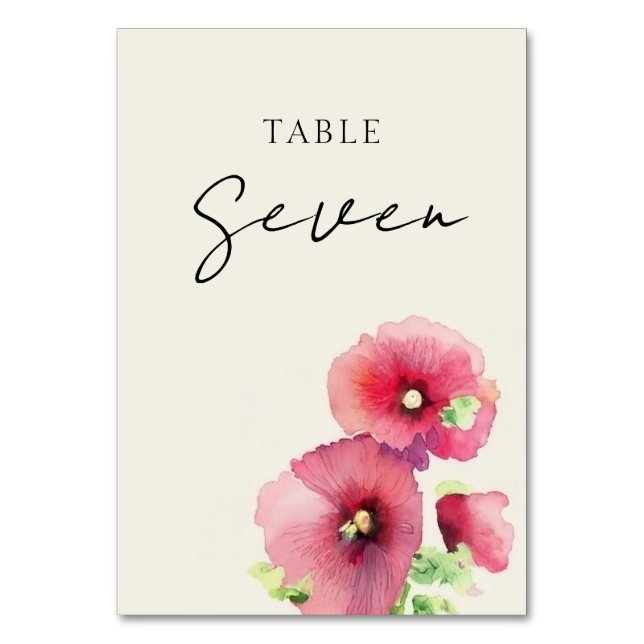 Wildblume Wedding Tischnummer Card (Vorderseite)