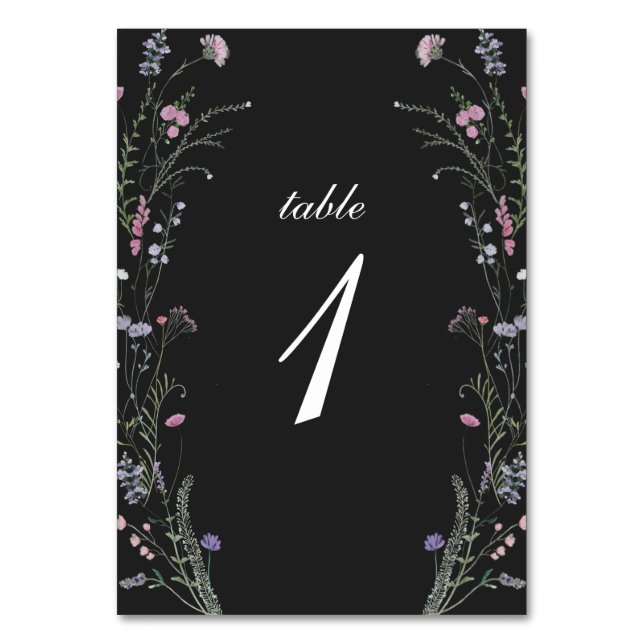Wildblume Wedding Tischnummer Card WF1 (Vorderseite)