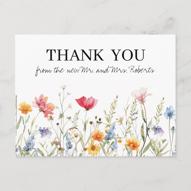Wildblume Wedding Vielen Dank Postcard Einladungspostkarte (Vorderseite)