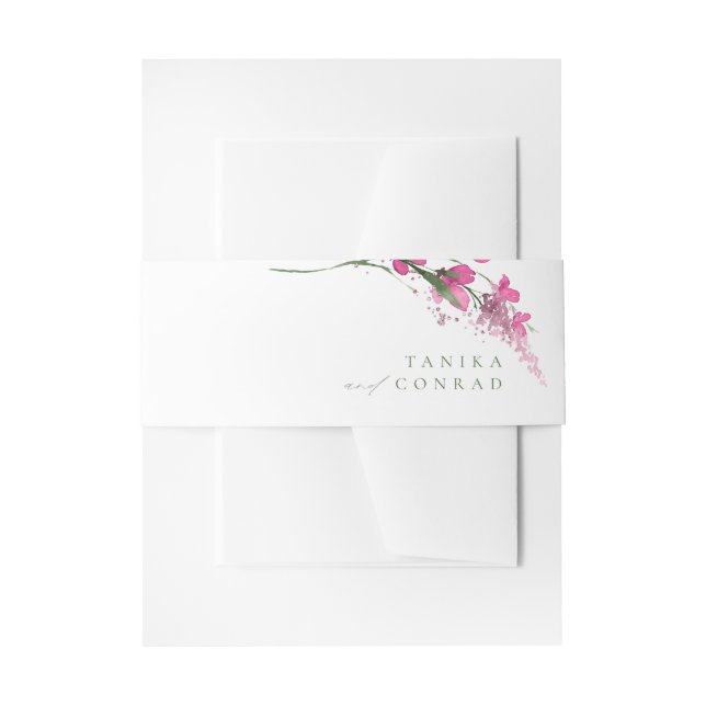 Wildblume Wedding Watercolor Fuchsia ID954 Einladungsbanderole (Vorderseite Beispiel)