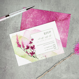 Wildblume Wedding Watercolor Fuchsia ID954 RSVP Karte