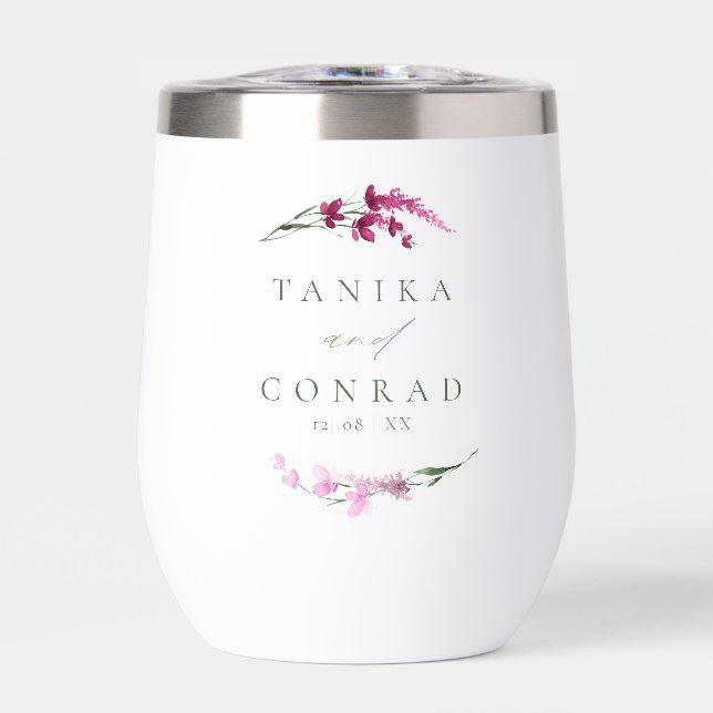 Wildblume Wedding Watercolor Names Fuchsia ID954 (Vorderseite)