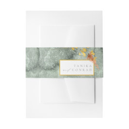 Wildblume Wedding Watercolor Texture Gold ID954 Einladungsbanderole