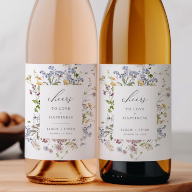 Wildblume Wedding Wein Flasche Etikett Floral Boho (Von Creator hochgeladen)
