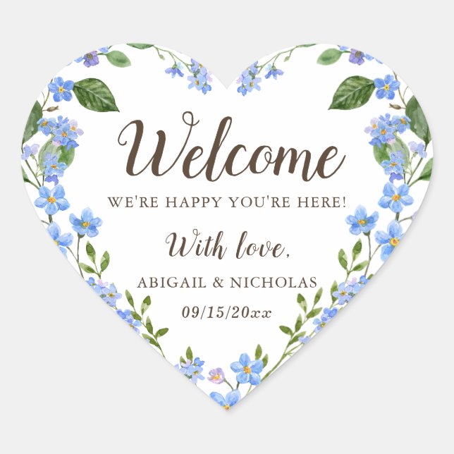 Wildblume Wedding Willkommensticker Geschenk Gefal Herz-Aufkleber (Vorderseite)