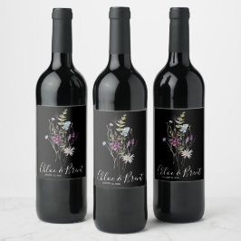 Wildblume Wedding Wine Bottle Label Weinetikett