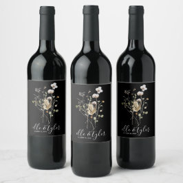 Wildblume Wedding Wine Bottle Label Weinetikett