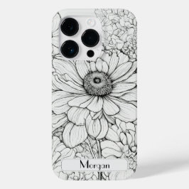 Wildblume Weiß und Schwarz Personalisiert Case-Mate iPhone 14 Pro Hülle