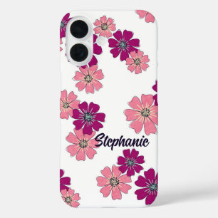 Wildblume Whimsy - Pink Hand gezeichnete Florals iPhone 16 Hülle