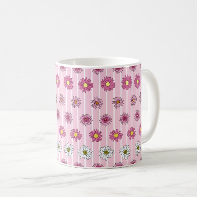 Wildblume Whimsy pink und White Daisies Kaffeetasse (VorderseiteRechts)