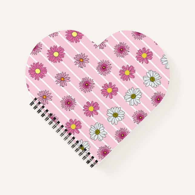 Wildblume Whimsy pink und White Daisies Notizbuch (Vorderseite)