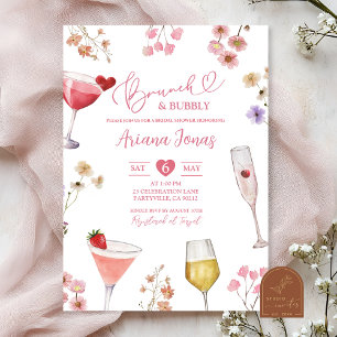 Wildblume Wiese Brunch und Bubbly Brautparty Einladung
