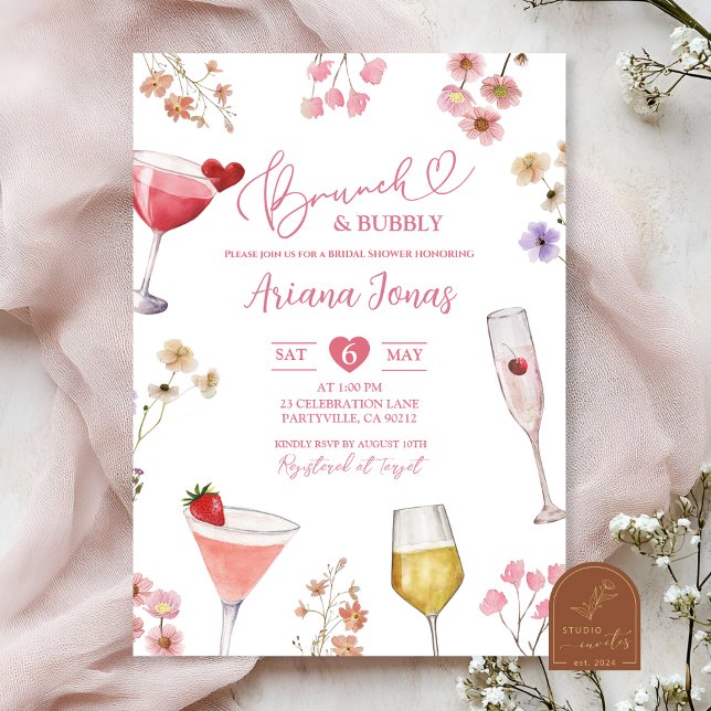 Wildblume Wiese Brunch und Bubbly Brautparty Einladung (Von Creator hochgeladen)
