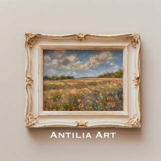 Wildblume Wiese Landschaft Malerei Impressionismus Poster