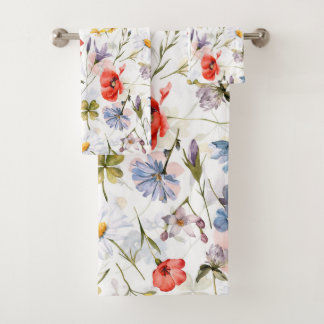 Wildblume Wiese mit Pflücken Badhandtuch Set