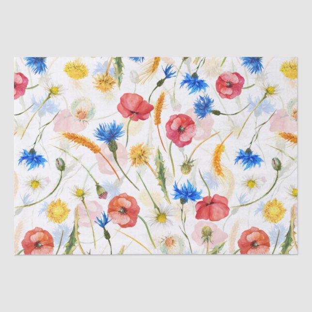 Wildblume Wiese mit Pflücken und Kornblumen Seidenpapier (Vorderseite)