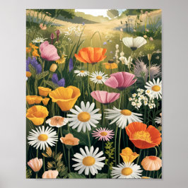 Wildblume Wiese Poster - Farbenfroh botanisch