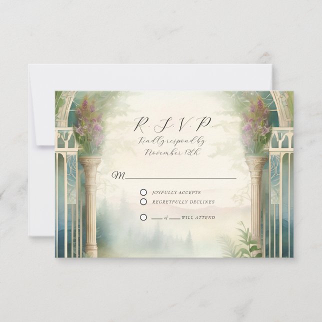 Wildblume Wiesenwald Hochzeit der Blumen RSVP Karte (Vorderseite)