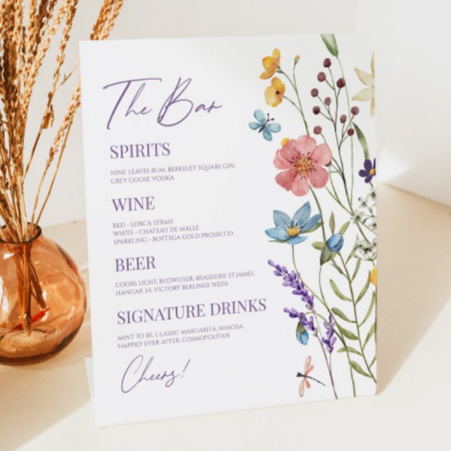 Wildblume Wild Blume Floral Wedding Bar Sockelschild (Von Creator hochgeladen)
