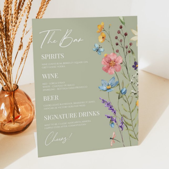 Wildblume Wild Blume Floral Wedding Bar Sockelschild (Von Creator hochgeladen)
