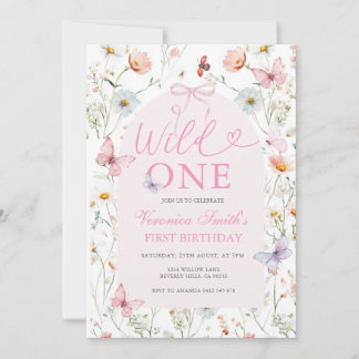 Wildblume WILD EINS Gartenparty Geburtstag Einladung