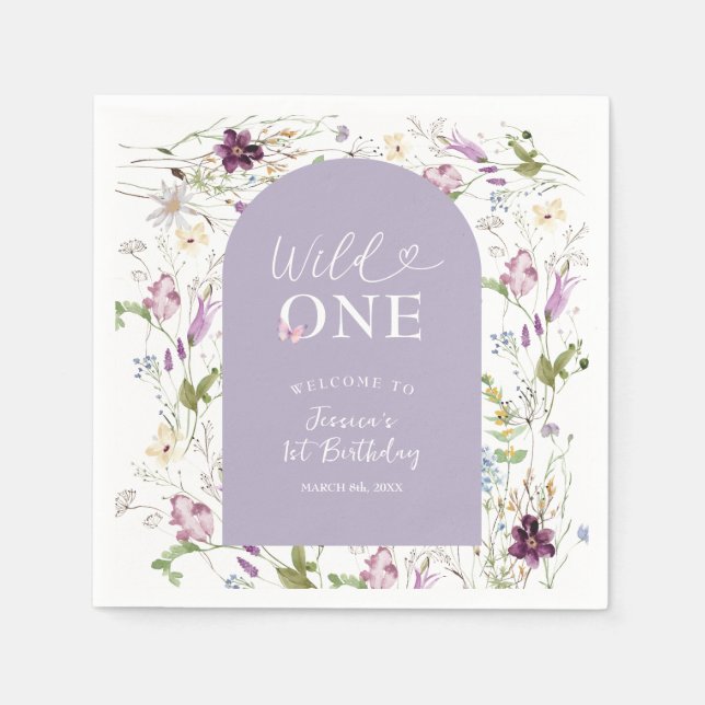 Wildblume Wild ONE Butterfly Garden Party Paper Serviette (Vorderseite)