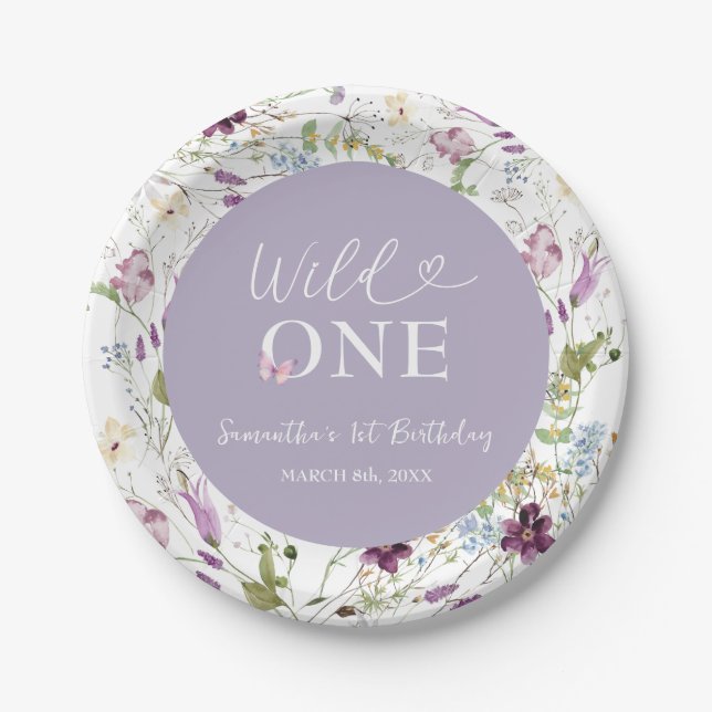 Wildblume Wild ONE Butterfly Garden Party Pappteller (Vorderseite)