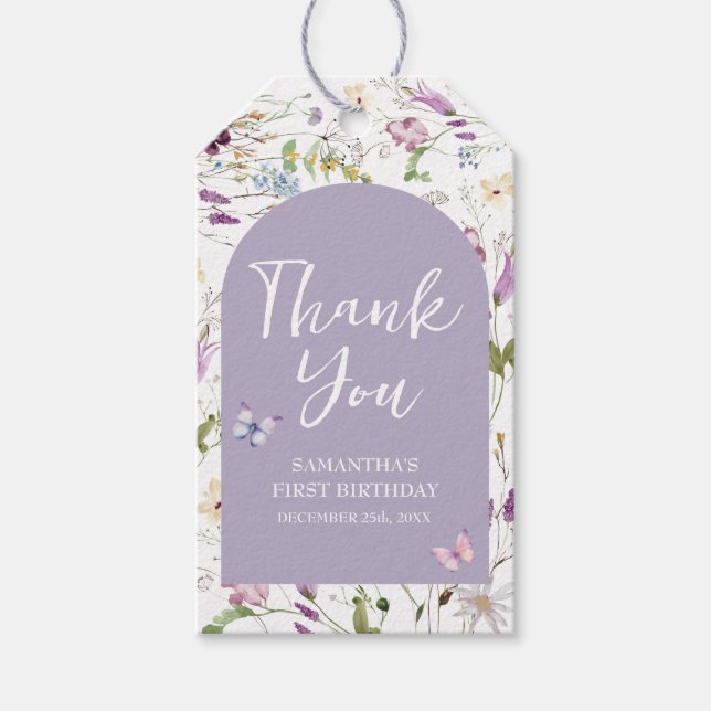 Wildblume Wild ONE Butterfly Garden Vielen Dank Geschenkanhänger (Vorderseite)