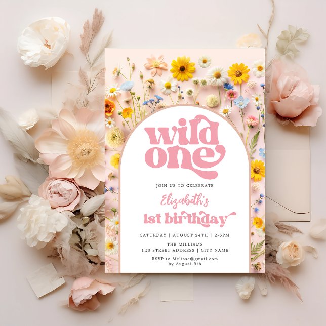 Wildblume Wild One Geburtstag Einladung (Von Creator hochgeladen)