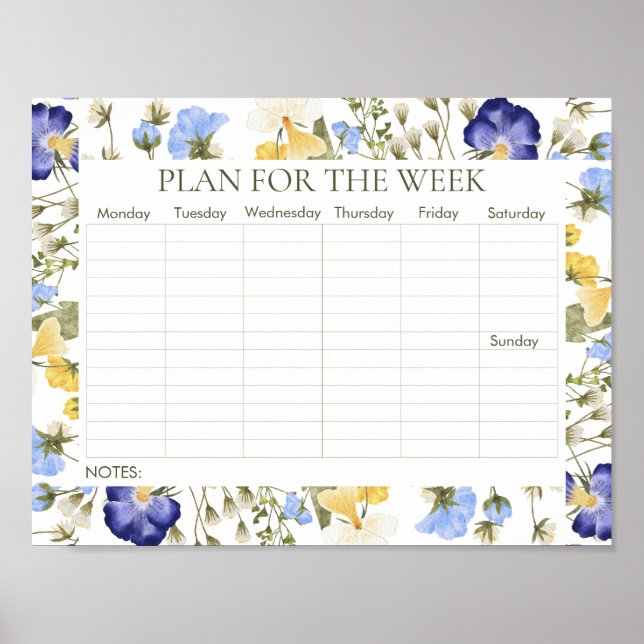 Wildblume Wochentarif druckbar Poster (Vorne)