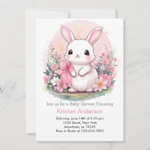 Wildblume Wonderland Bunny Girl Babydusche Einladung
