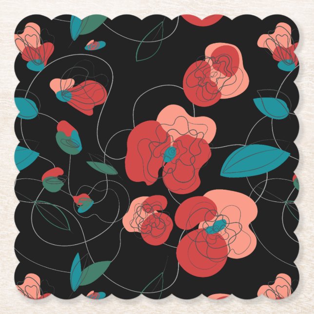Wildblume Wonderland | Stilisierte Blume Untersetzer (Vorderseite)