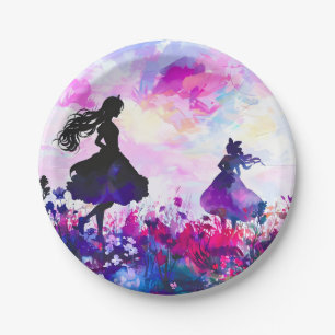 Wildblume Wonderland Wasserfarbe Pappteller