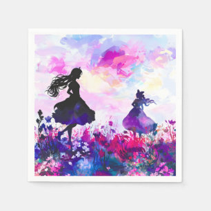 Wildblume Wonderland Wasserfarbe Serviette