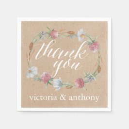 Wildblume Wraath on Kraft Country Wedding Serviette