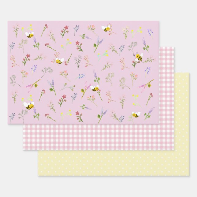 Wildblume Wrapping Paper Set von 3 Geschenkpapier Set (Set)