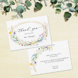 Wildblume Wreath Brautparty Flat Mitteilungskarte<br><div class="desc">Ein Kranz von Wildblumen auf diesen flachen Dankkarten verfügt über ein handgeschriebenes "Dankeschön" und Ihren Namen auf der Vorderseite mit einer persönlichen Nachricht auf der Rückseite (verlass leer,  wenn du will,  deinen Dank zu handschreiben). PASSENDE Artikel in unserer Sammlung.</div>