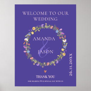 Wildblume Wreath Floral Herzlich willkommen bei un Poster
