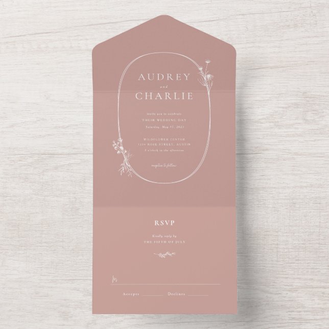 Wildblume Wreath Wedding All in One All In One Einladung (Innen Boden)