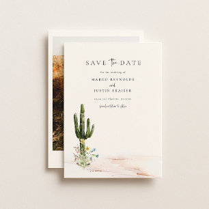 Wildblume Wüstenhochzeit Foto Save the Date Einladung