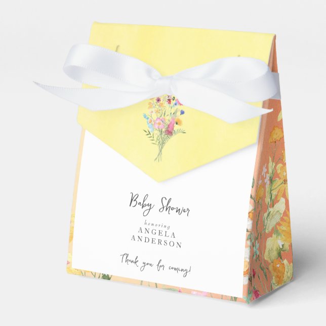 Wildblume Yellow & Pink Babydusche Vielen Dank Geschenkschachtel (Vorderseite)