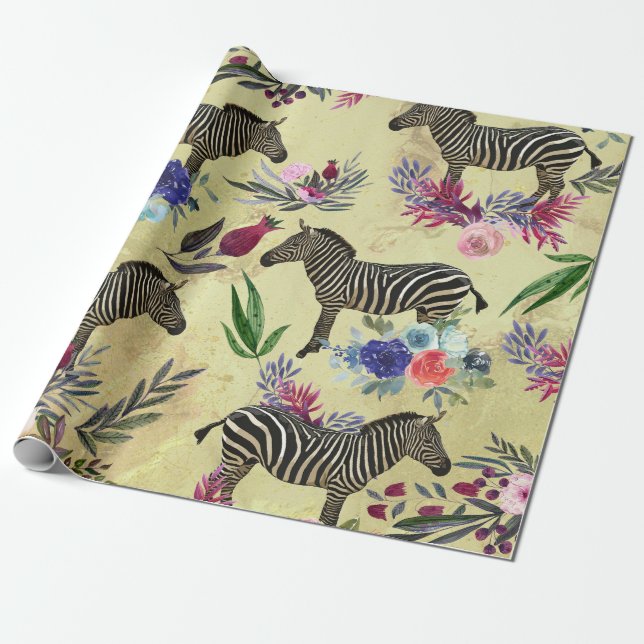 Wildblume Zebra Geschenkpapier (Ungerollt)