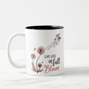 Wildblume Zitat "Leben in voller Blüte" Zweifarbige Tasse