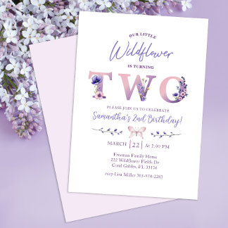 Wildblume Zweite Geburtstagspartei Einladung