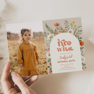 Wildblume Zweites Geburtstag Foto Einladung