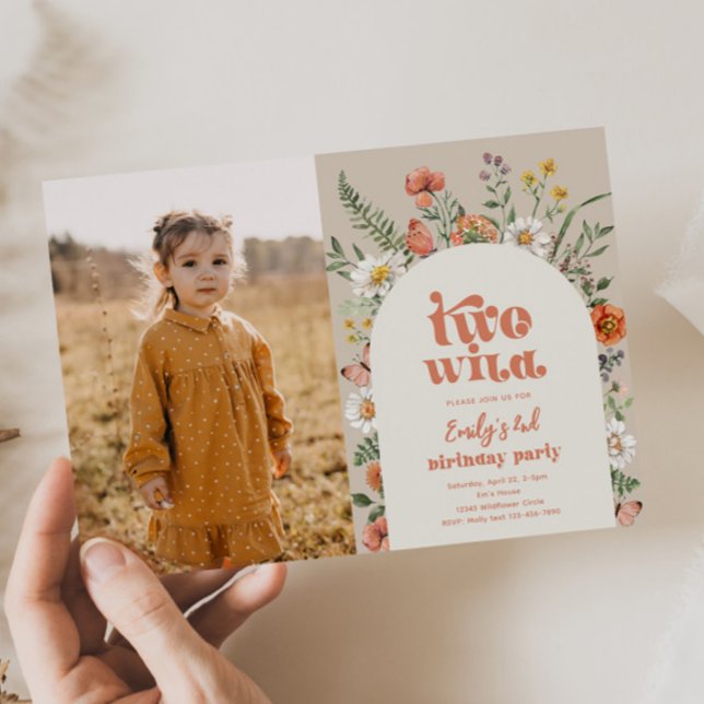 Wildblume Zweites Geburtstag Foto Einladung (Von Creator hochgeladen)
