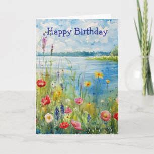 Wildblumen am See Geburtstag Karte