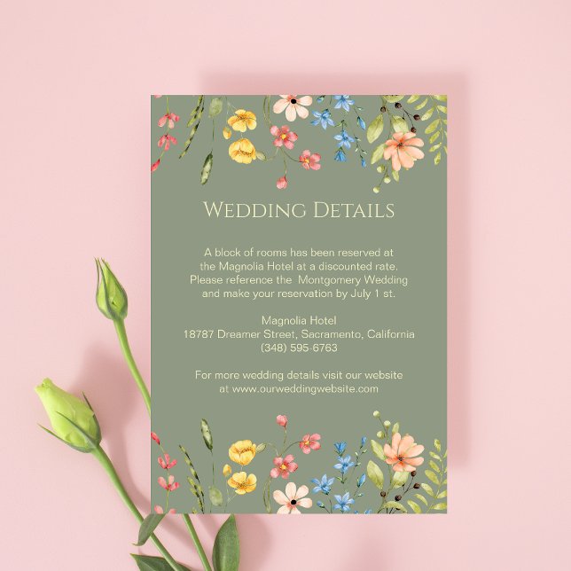 Wildblumen - Angaben zur Hochzeit und Gelb Begleitkarte (Von Creator hochgeladen)