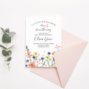 Wildblumen-Aquarell-Blumen-Baby-Party-Einladung Einladung